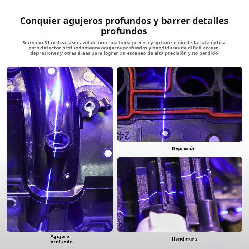 Escaner 3D Creality Sermoon S1 – Precisión 0.02 mm, 1+7+34 láser azul + NIR, 90 FPS