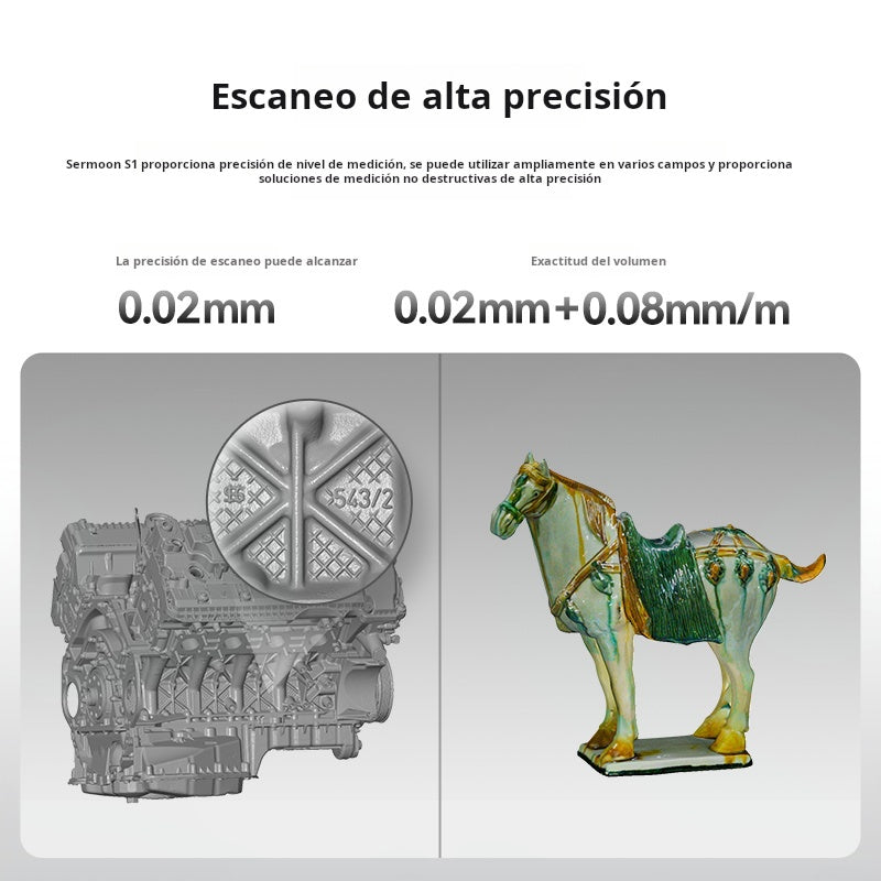 Escaner 3D Creality Sermoon S1 – Precisión 0.02 mm, 1+7+34 láser azul + NIR, 90 FPS