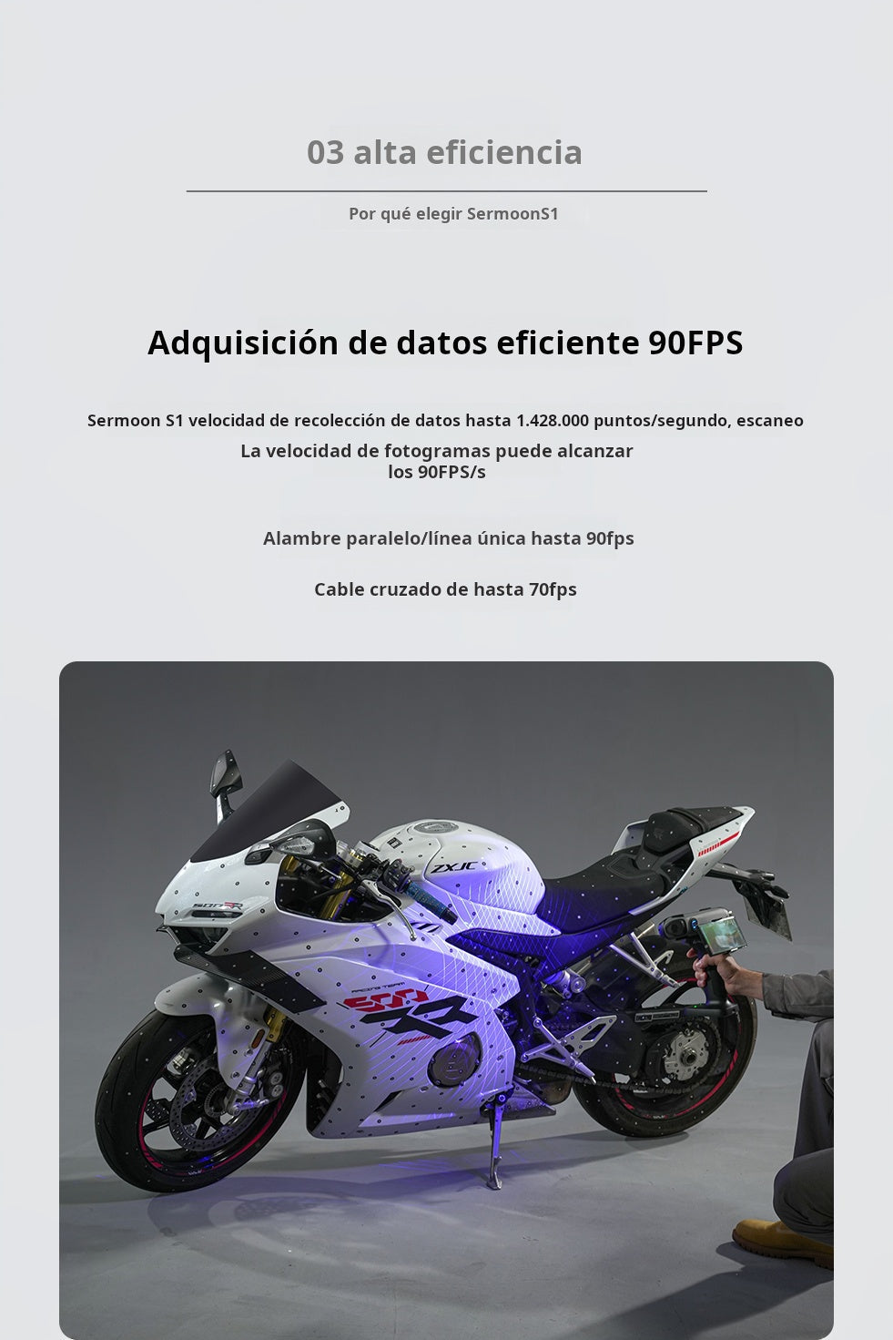 Escaner 3D Creality Sermoon S1 – Precisión 0.02 mm, 1+7+34 láser azul + NIR, 90 FPS
