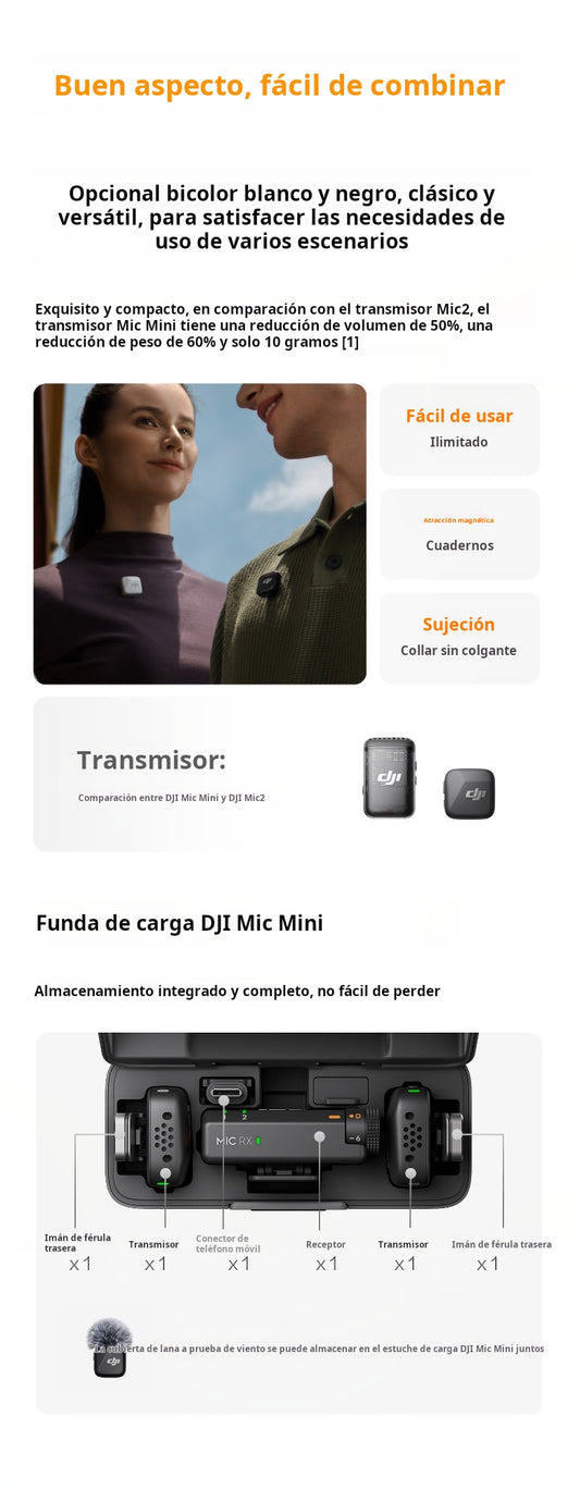 DJI Mic Mini Micrófono de solapa inalámbrico con cancelación de ruido Equipo de radio móvil para entrevistas en vivo