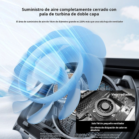 Base Enfriadora RTAKO 18CM Turbo Silent Fan para Laptop | 6000RPM, RGB, Soporte Ajustable, Ultra Silenciosa para Gaming Notebook