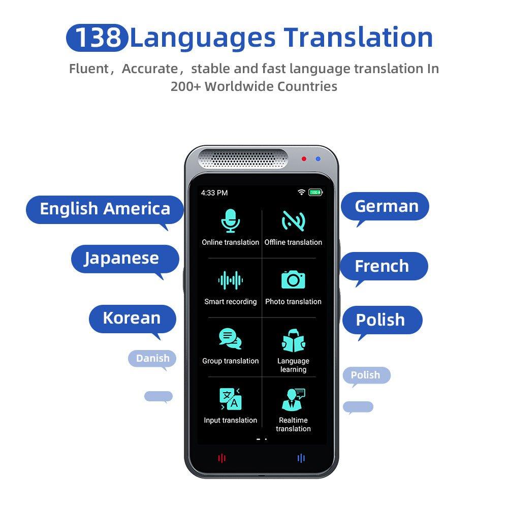 Z6 AI Traductor de Voz Inteligente 138 Idiomas Traducción Simultánea con Traducción de Fotos - Ciaespinoza.com