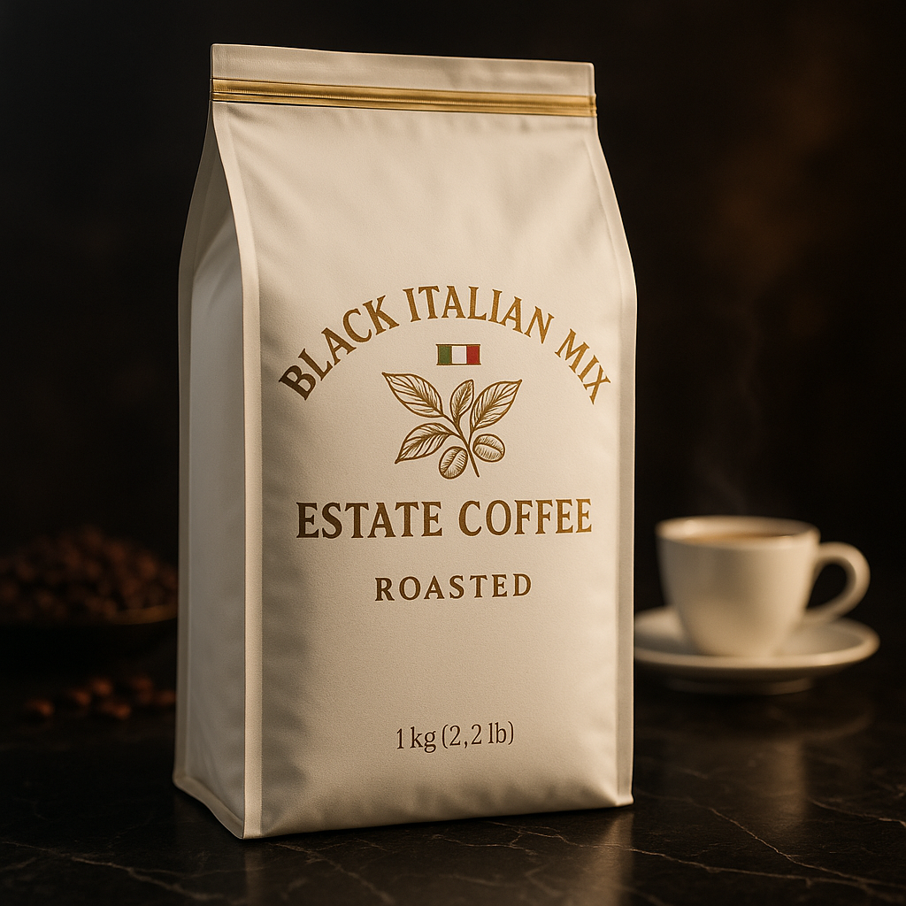 Granos de café arábica recién tostados para espresso