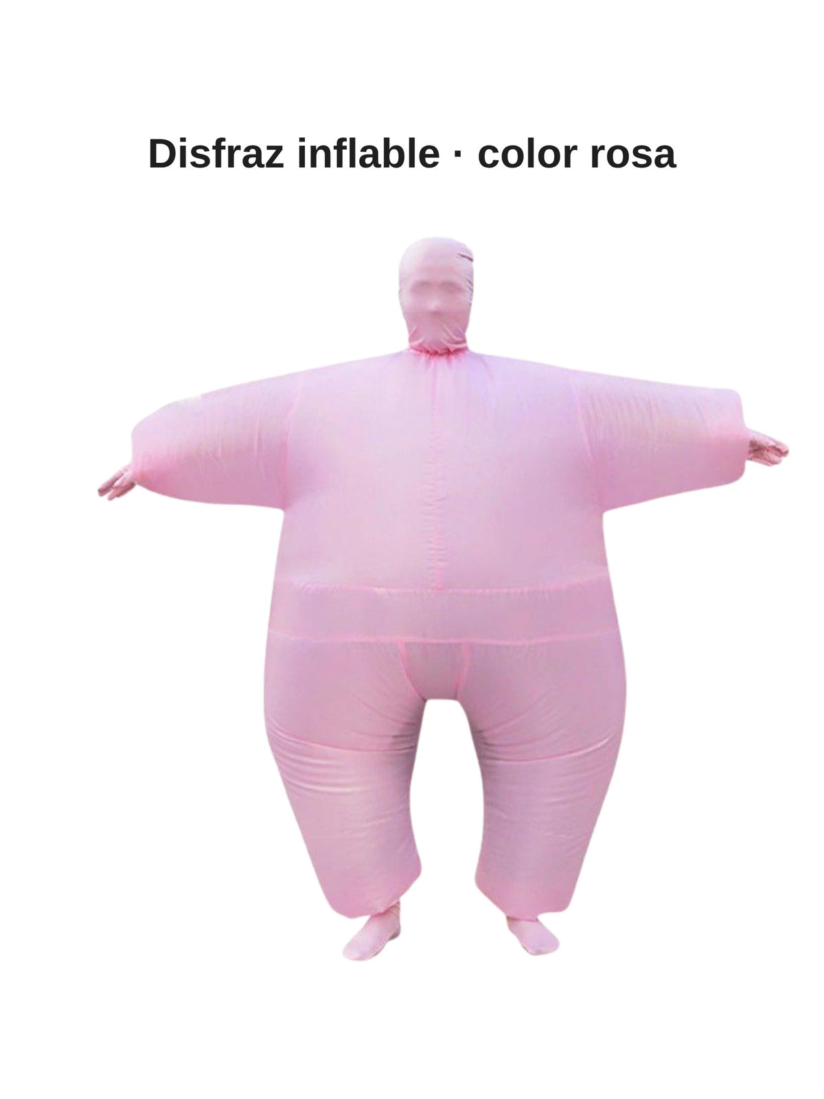 Disfraz inflable de cuerpo completo color rosa con máscara para fiestas y Halloween, en fondo blanco