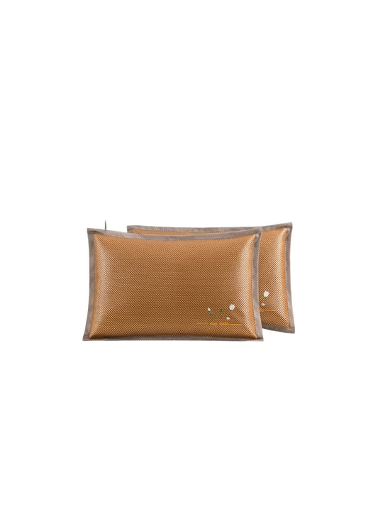 Par de fundas de almohada de ratán de verano con bordado, en fondo blanco