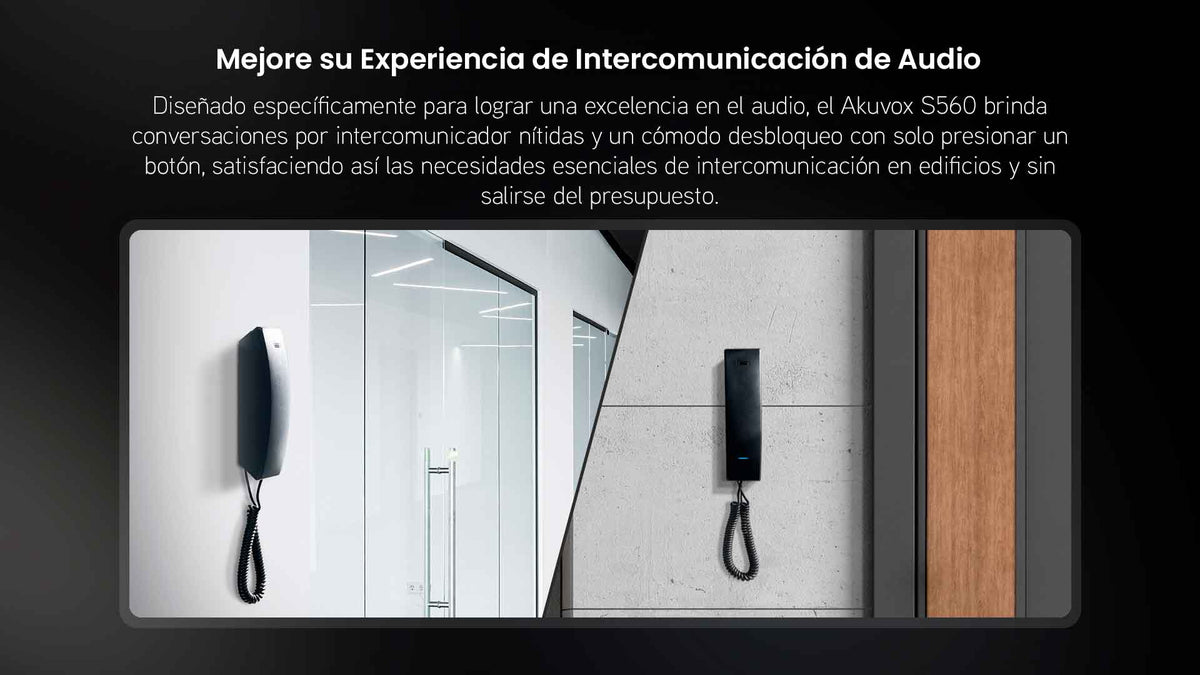 Auricular SIP Akuvox S560 / Panel Frontal Plástico / Compatible con PoE / Montaje en Pared o Escritorio / Botón de Apertura de Puerta / Compatible