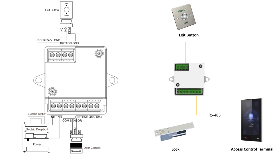 Módulo Seguro para Instalaciones SEGURAS en Controles de Acceso HIKVISION / Compatible con Biometricos Faciales Min Moe / Conexión RS-485 / Soporta