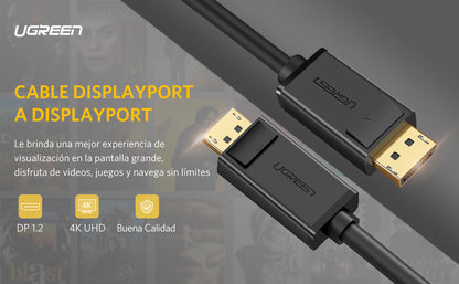 Cable DisplayPort 1.2 Macho a Macho | Longitud 1.50 Metros (4.92 Pies) | Versión DP1.2 | Soporta 4K@60Hz; 2K@144Hz | Soporta 3D | Color Profundo de 8