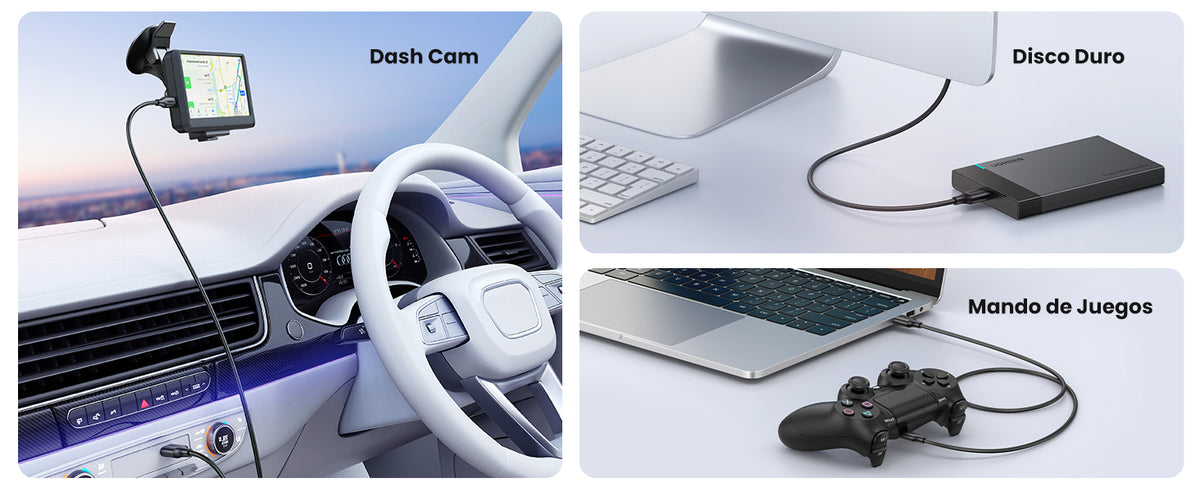 Cable USB-A 2.0 a Mini USB | 1m | Cable de Datos y Alimentación | 480Mps | Chip Inteligente | PVC | Para Discos Duros HDD o SSD, Go-Pro Hero, Mando