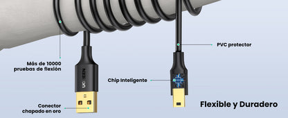 Cable USB-A 2.0 a Mini USB | 1m | Cable de Datos y Alimentación | 480Mps | Chip Inteligente | PVC | Para Discos Duros HDD o SSD, Go-Pro Hero, Mando