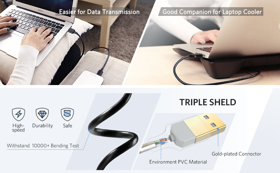 Cable USB-A 3.0 a USB-A 3.0 / 2 Metros / Macho a Macho / Conector Niquelado / Núcleo de Cobre Estañado / Blindaje Múltiple / Velocidad 5Gbps / No