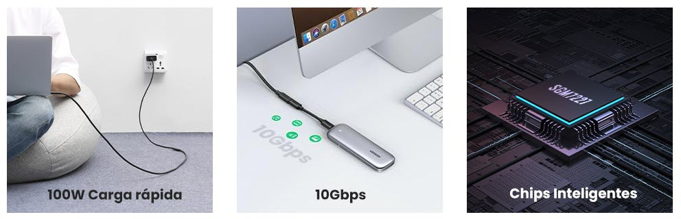Cable USB-C Macho a USB-C Hembra | 1metro | USB-C 3.1 Gen 2 | Compatible con Thunderbolt 3 | TPE | Transferencia de Datos 10 Gbps | Soporta hasta
