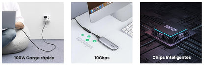 Cable USB-C Macho a USB-C Hembra | 1metro | USB-C 3.1 Gen 2 | Compatible con Thunderbolt 3 | TPE | Transferencia de Datos 10 Gbps | Soporta hasta