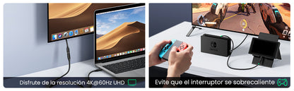 Cable USB-C Macho a USB-C Hembra | 1metro | USB-C 3.1 Gen 2 | Compatible con Thunderbolt 3 | TPE | Transferencia de Datos 10 Gbps | Soporta hasta