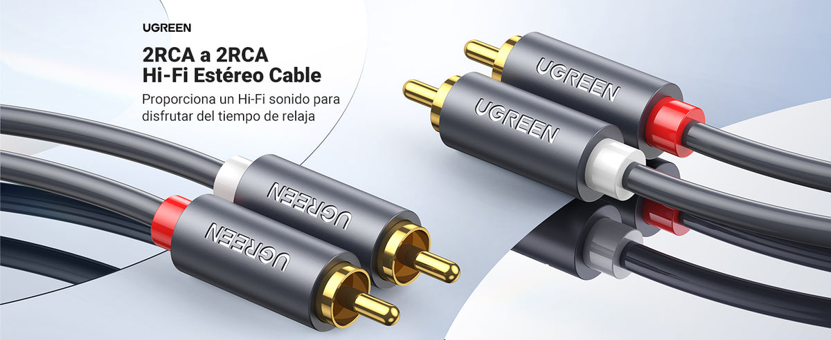 Cable de Audio 2 RCA Macho a 2 RCA Macho / 3 Metros (9.84 Pies) / Color Negro / Alta Calidad / Anillos de Goma para Asegurar un Agarre Firme al