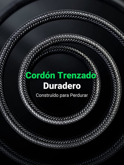 Cable Audio Estéreo 3.5mm (1/8") TRS a 6.35mm (1/4") TS / 1 Metro / Audio de Hi-Fi / Trenza de Nylon / Blindaje Múltiple / Caja de Aleación Zinc