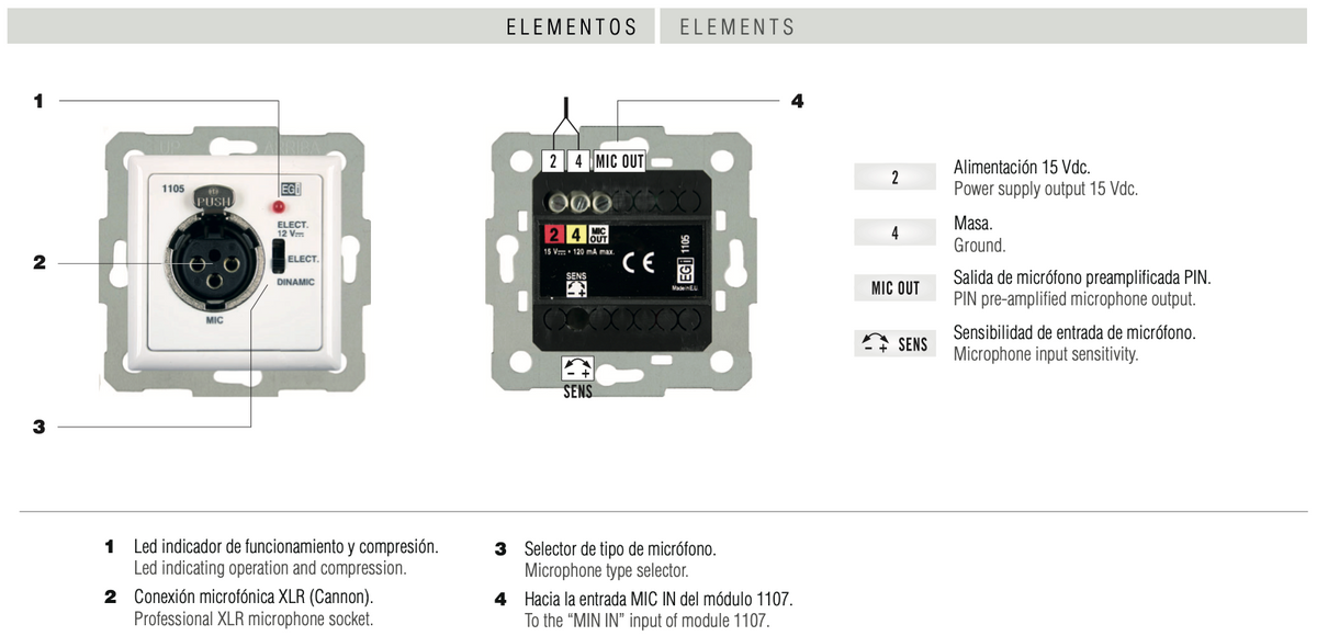 Base de entrada microfónica xlr preamplificada. blanco