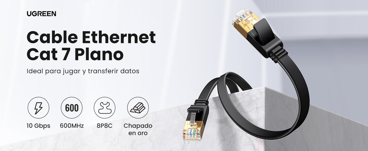 Cable Ethernet Plano Cat7 U/FTP 10 Gigabit 600MHz 2 Metros (6.56 Pies)