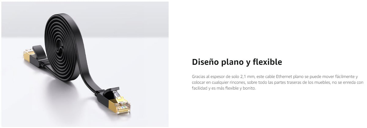 Cable Ethernet Plano Cat7 U/FTP 10 Gigabit 600MHz 1 Metro (3.28 Pies)