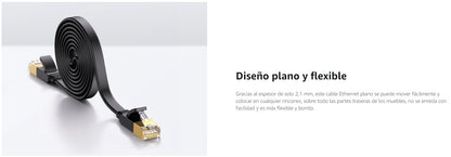 Cable Ethernet Plano Cat7 U/FTP 10 Gigabit 600MHz 2 Metros (6.56 Pies)