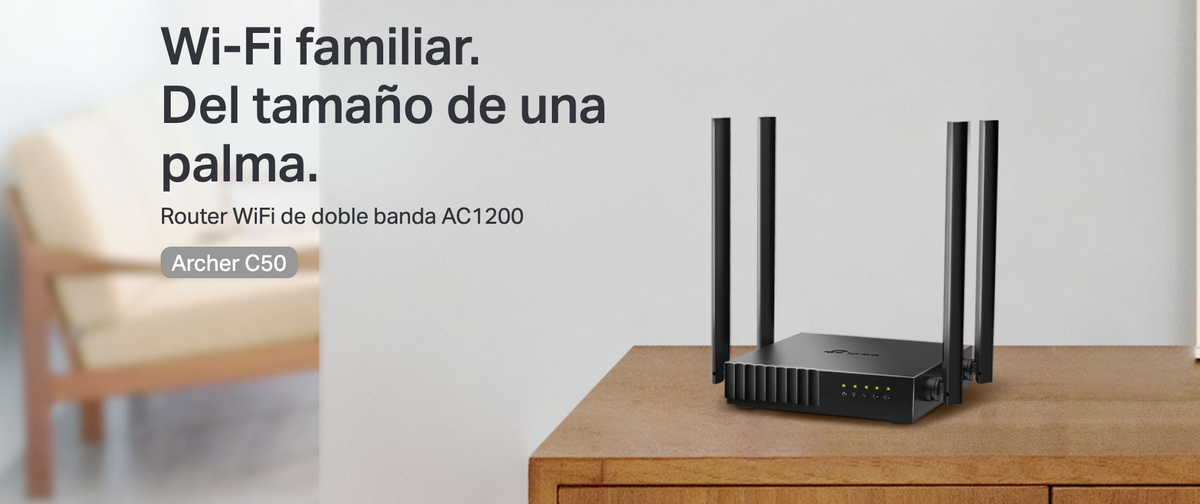 Router Inalámbrico doble banda AC, 2.4 GHz y 5 GHz Hasta 1200 Mbps, 4 antenas externas omnidireccional, 4 Puertos LAN 10/100 Mbps, 1 Puerto WAN