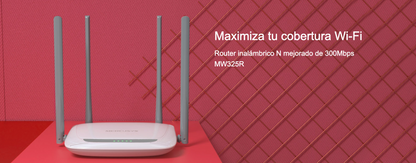 Router Inalámbrico N Mejorado / 2.4 GHz de 300 Mbps / 1 Puerto WAN 10/100 Mbps / 3 Puertos LAN 10/100 Mbps / 4 Antenas de 5 dBi
