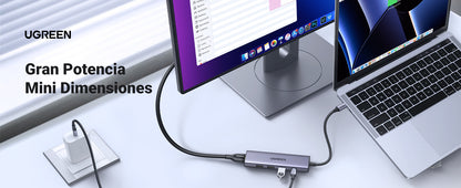 HUB USB-C (Docking Station) 5 en 1 | HDMI 2.0 4K@30Hz | 3 USB-A 3.0 (5Gbps) | USB-C PD Carga 100W | Potente Disipación de Calor | Chip de Ultima