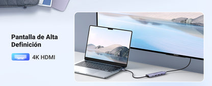 HUB USB-C (Docking Station) 5 en 1 | HDMI 2.0 4K@30Hz | 3 USB-A 3.0 (5Gbps) | USB-C PD Carga 100W | Potente Disipación de Calor | Chip de Ultima