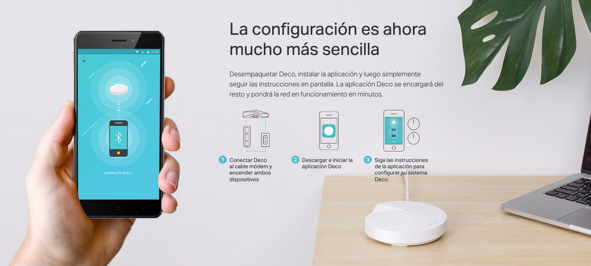 Kit de Router inalámbrico mesh Deco E4 para Hogar / Doble banda AC 1200 / 2 puertos 10/100 Mbps / Compatible con amazon alexa.