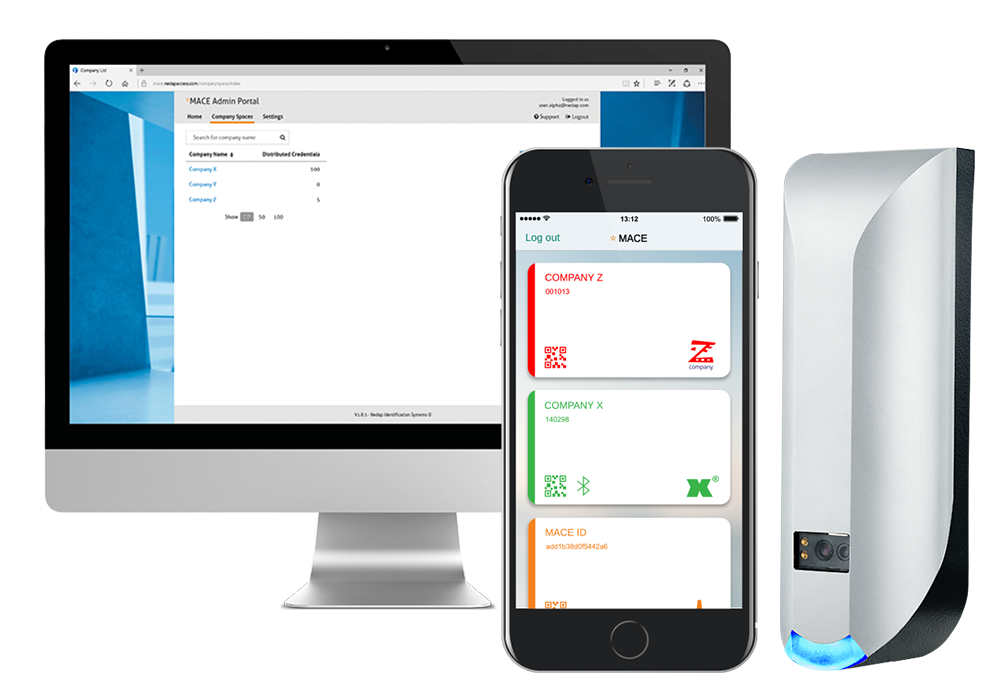 Lector de códigos QR / tarjetas convencionales y tarjetas virtuales via BLUETOOTH y NFC / Administración en la NUBE / Salida WIEGAND compatible con