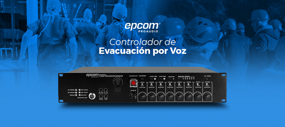 Controlador de Evacuación Por Voz | 500 W | 8 Zonas independientes | 4 entradas de audio y 2 entradas de micrófono