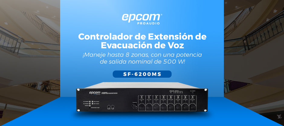 Controlador de Extensión de Evacuación de Voz | 8 Zonas | 500W | Soporta Máx. 19 SF6200MS en Cascada