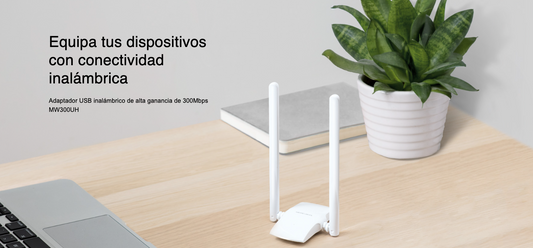 Adaptador Inalámbrico N / Alta Ganancia de 300 Mbps 2.4 GHz / 2 antenas externas de 5 dBi