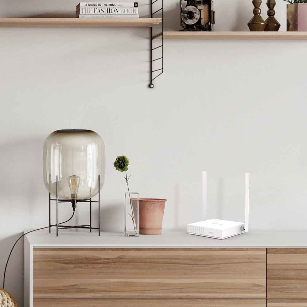 Router Inalámbrico WISP, 2.4 GHz, 300 Mbps, 2 antenas externas omnidireccional 5 dBi, 2 Puertos LAN 10/100 Mbps, 1 Puerto WAN 10/100 Mbps