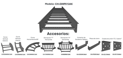 Curva Horizontal de Aluminio de 90° Perfil Z / Peralte 3 1/4" / Ancho 12" / Radio 8" / Incluye Tornillería (CHC90EZ314R8X12AK)