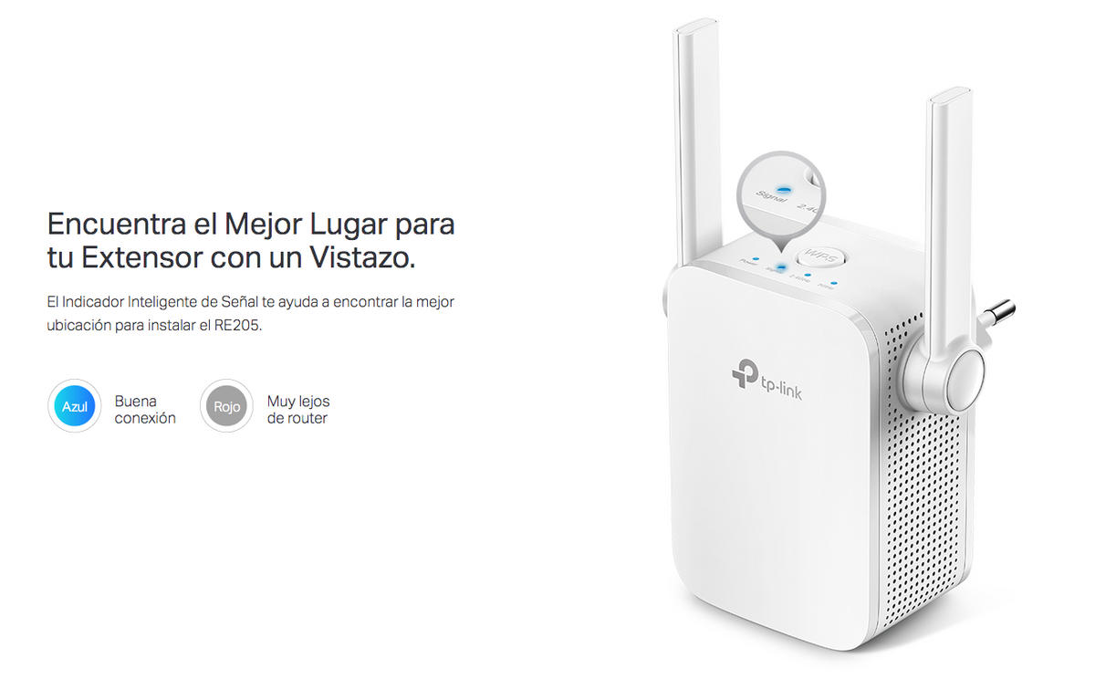 Repetidor / Extensor de Cobertura WiFi AC, 750 Mbps, doble banda 2.4 GHz y 5 GHz, con 1 puerto 10/100 Mbps con 2 antenas externas