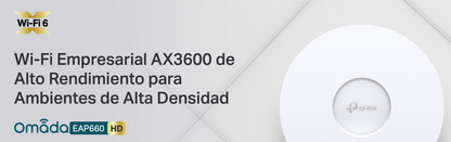 Punto de Acceso Omada / Wi-Fi 6 AX3600 MU-MIMO 4x4 / Alta Densidad de Usuarios / Configuración por Controlador o Stand-Alone / Para Montaje en