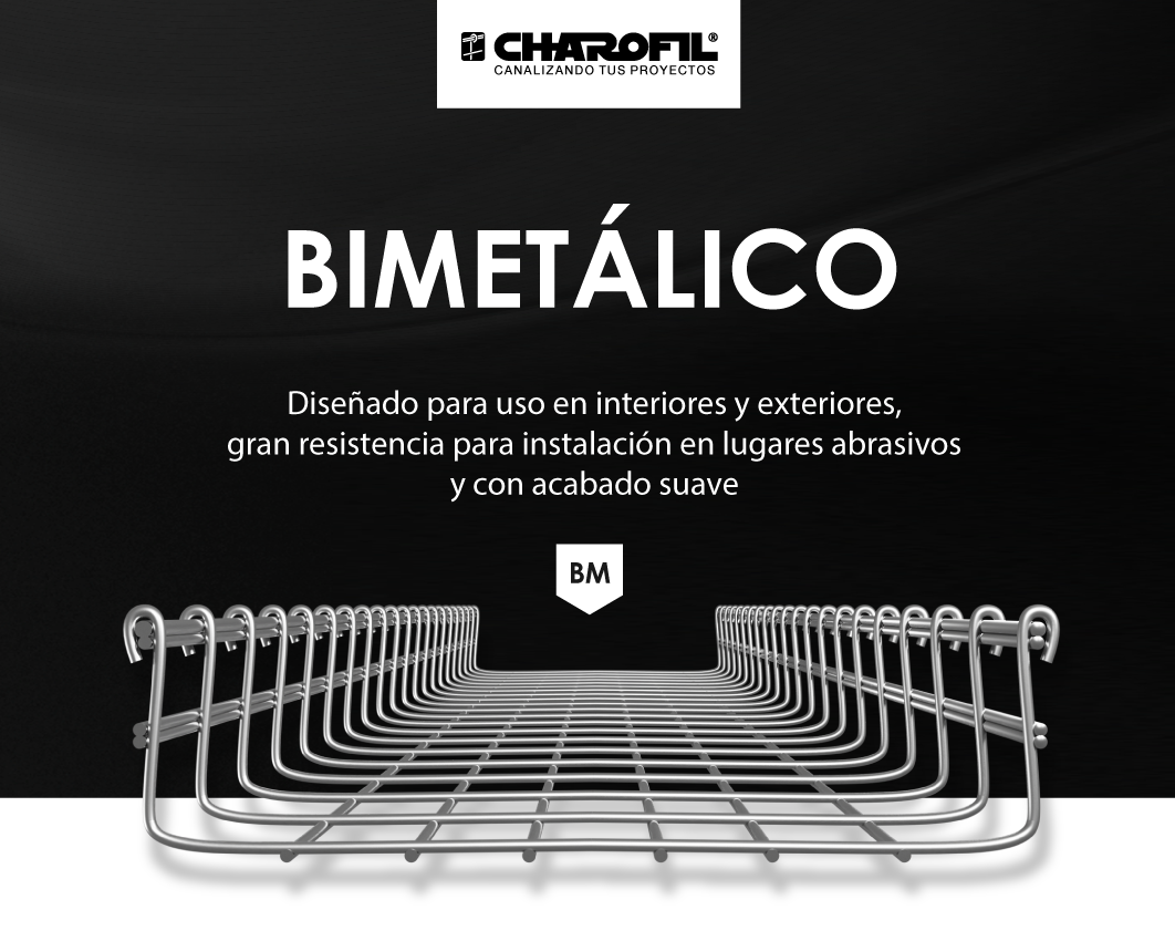 Charola Bimetálica Tipo Malla 54/300 mm, Ideal Para Utilizarse al Exterior o Zonas Húmedas, Hasta 258 Cables Cat6, Tramo de 3 Metros
