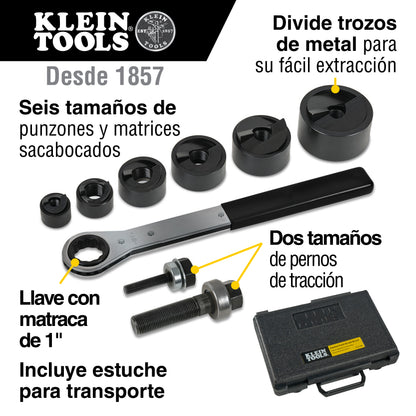 Juego de 6 Sacabocados de 1/2 a 2 Pulgadas (12.7 a 50.8 mm). con Estuche