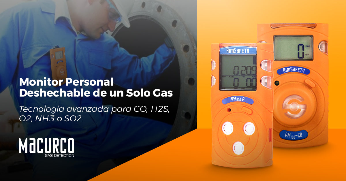 Monitor Personal de Monóxido de Carbono (CO) / Rango 0-500 ppm / Resolución 1 ppm / 2 Años de Operación Continua / Desechable sin Mantenimiento