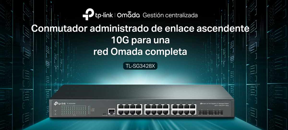 Switch Omada SDN Administrable / 24 puertos Gigabit y 4 puertos SFP+ / Funciones sFlow, QinQ y QoS / Administración centralizada OMADA