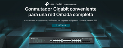 Switch Omada SDN Administrable / 24 puertos Gigabit y 4 puertos SFP / Funciones sFlow, QinQ y QoS / Administración centralizada OMADA