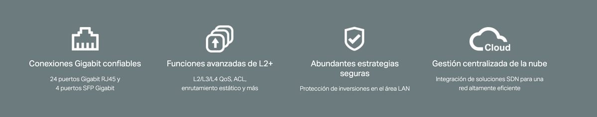 Switch JetStream SDN Administrable 8 puertos 10/100/1000 Mbps + 2 puertos SFP, administración centralizada OMADA SDN