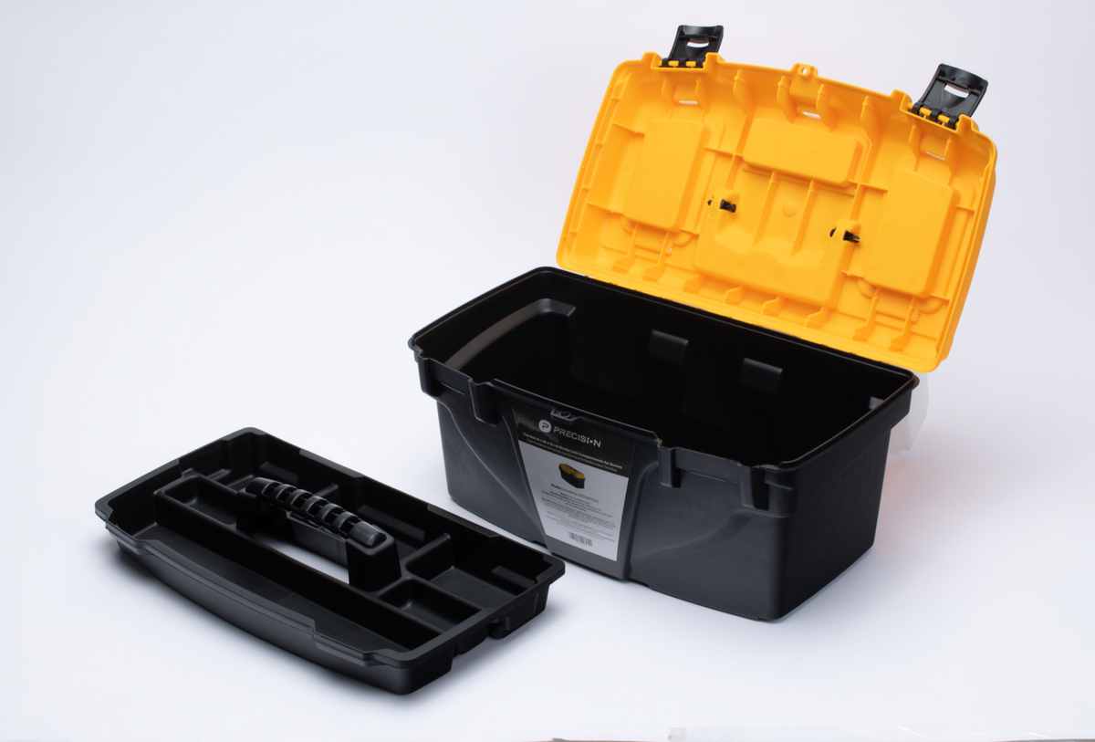 Caja Porta Herramientas 17", 44x26x23 cm Bicolor con Compartimientos para Tornillos.