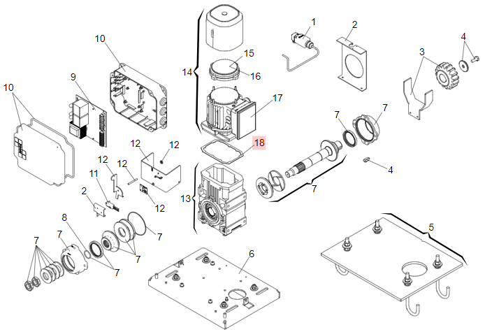 Empaque de caja de reduccion para FAAC 884