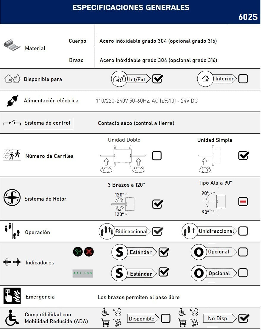 Torniquete De Medio Cuerpo Fabricado en Acero Inoxidable Grado 304 /Apertura Bidireccional / Con Luz Indicadora de Estado