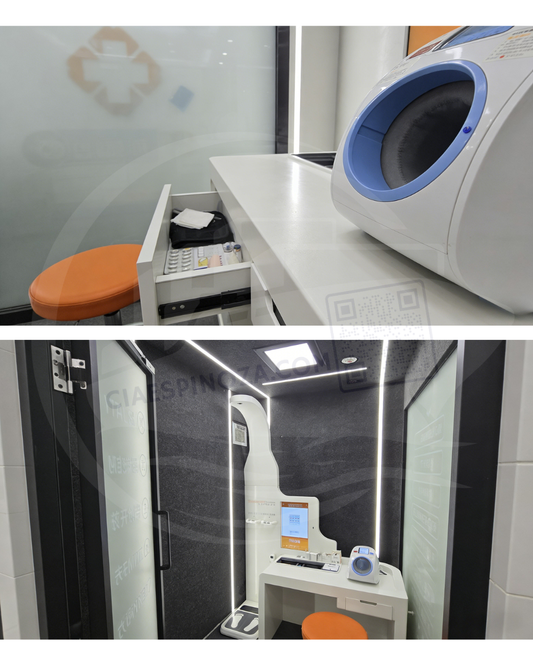 Cabina Médica Inteligente All-in-One: Kiosco de Telemedicina, Exámenes Clínicos y Farmacia Automática 24/7