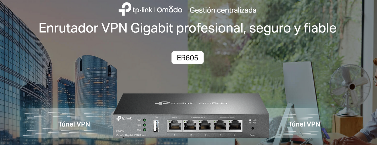 Router Omada VPN / SDN Multi-WAN Gigabit / 1 Puerto WAN Gigabit / 2 Puertos LAN Gigabit / 2 Puertos configurables LAN/WAN / 150,000 Sesiones