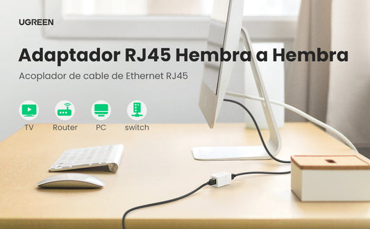 Acoplador (Extensor de Cable Ethernet RJ45 a RJ45) | 1000Mbps | Compatibilidad con Cat7 Cat6A Cat6 Cat5e | Compatible con POE | Ignífugo | ABS |