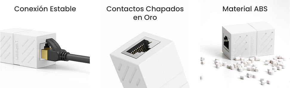 Acoplador (Extensor de Cable Ethernet RJ45 a RJ45) | 1000Mbps | Compatibilidad con Cat7 Cat6A Cat6 Cat5e | Compatible con POE | Ignífugo | ABS |